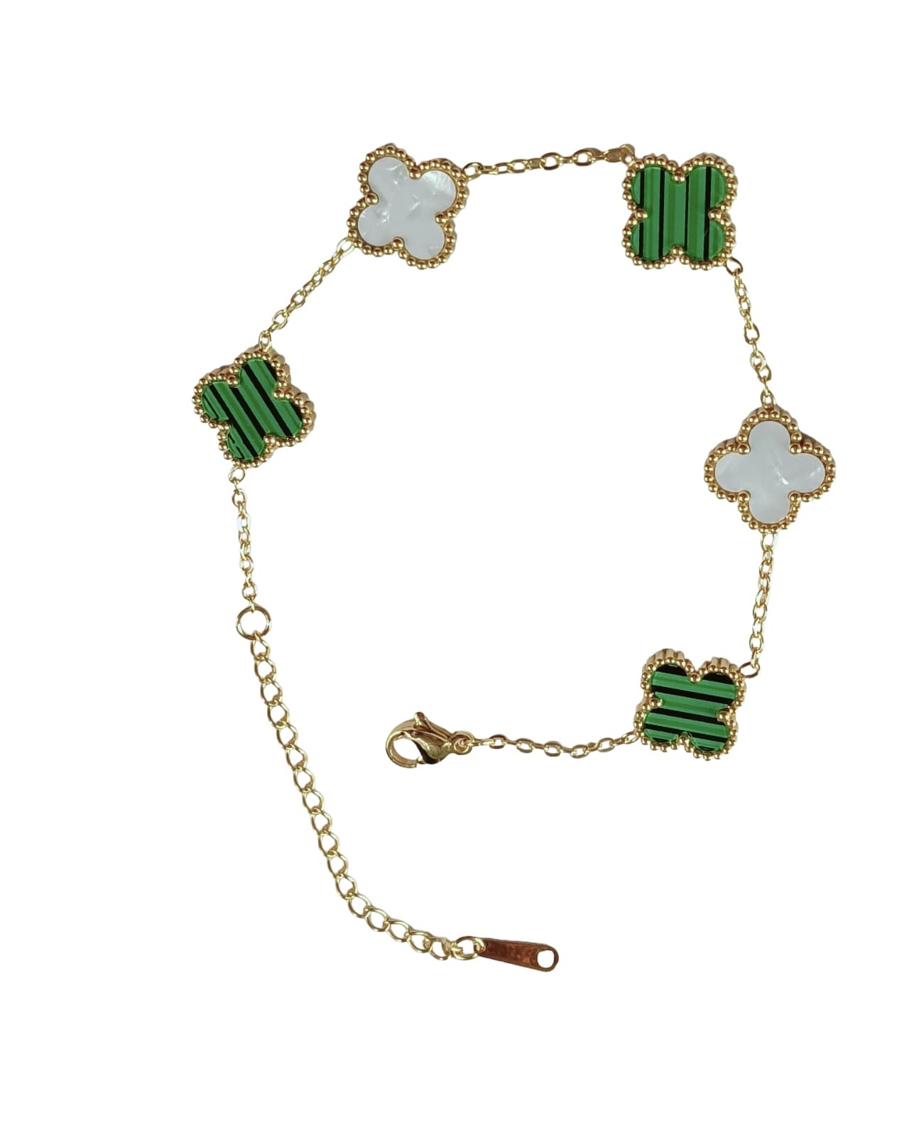 Green - White Clover Charm Bracelet