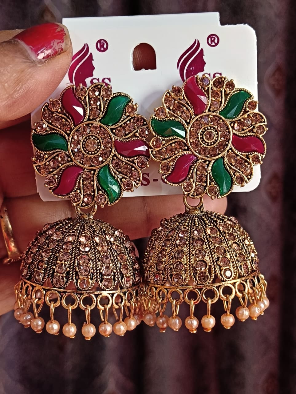 Designer Floral Jhumki - Image 1