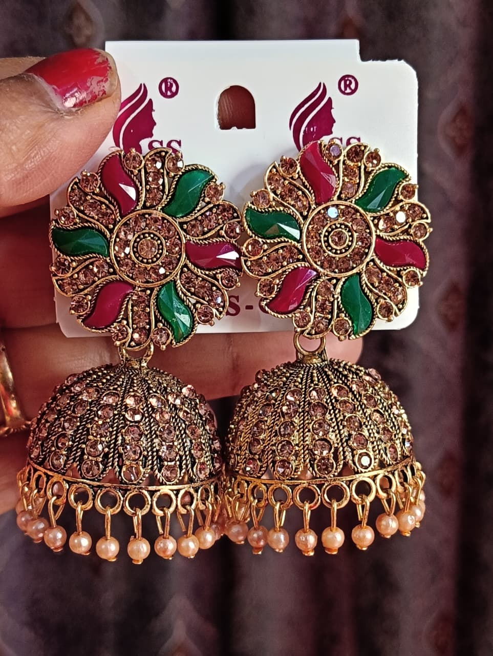 Designer Floral Jhumki - Image 3