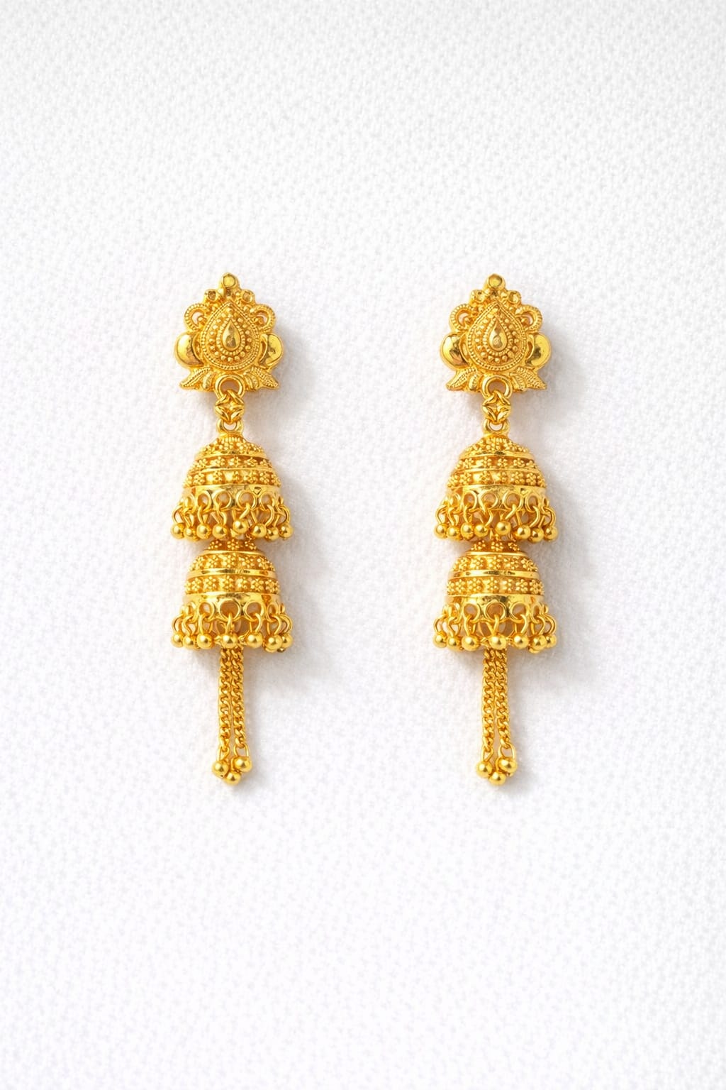 Gold-Tone Traditional Long Jhumka Earrings - Image 2